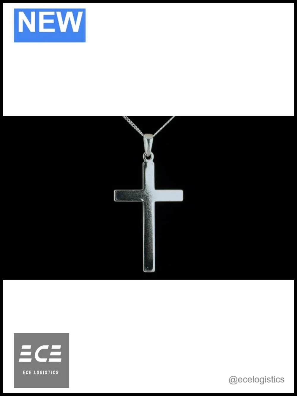 925 Sterling Silver Cross Pendant Necklace Adjustable 16-18 Inch